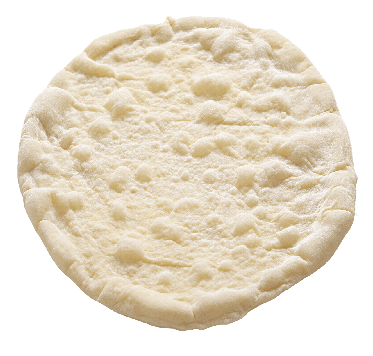 Unsere luftig aufgegangene Pizzabasis, bereit zum Belegen.